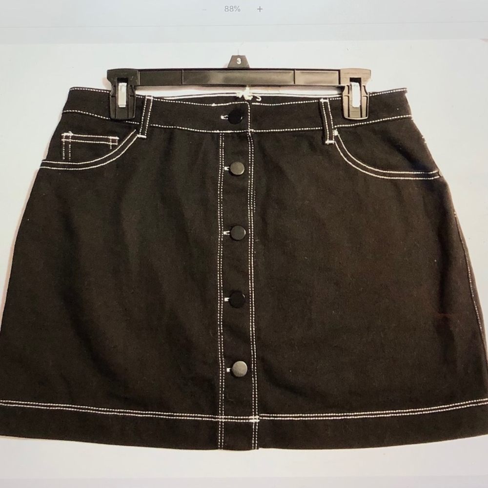 Black Mini Skirt with White Contrast Stitching